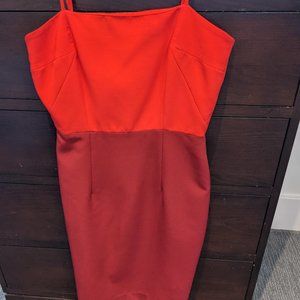 Milly Size 4  Pencil Dress ColorBlock Red/Dark Red